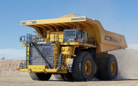 Komatsu's 980E-5SE ultra-class electric drive mining truck boasts the most powerful horsepower in its class