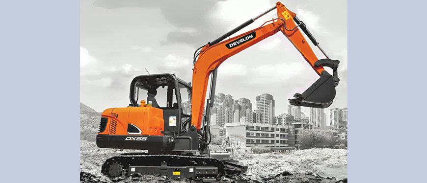 The Develon DX55-5C compact excavator for Hydraulic Lifting