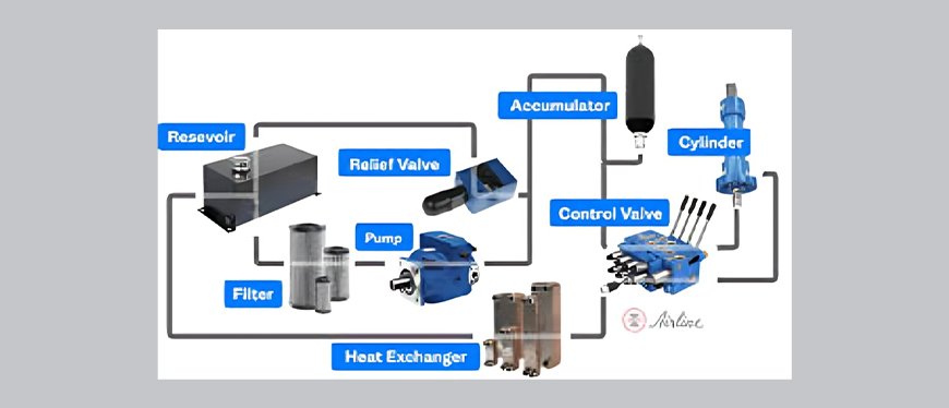 What are the main components of a hydraulic system?