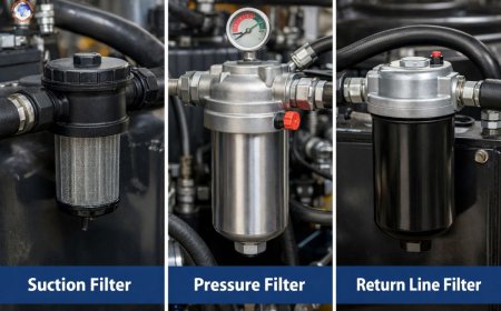 Comparison of suction, pressure, and return line filters in hydraulic systems