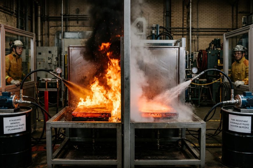 Fire-resistant vs flammable hydraulic fluids