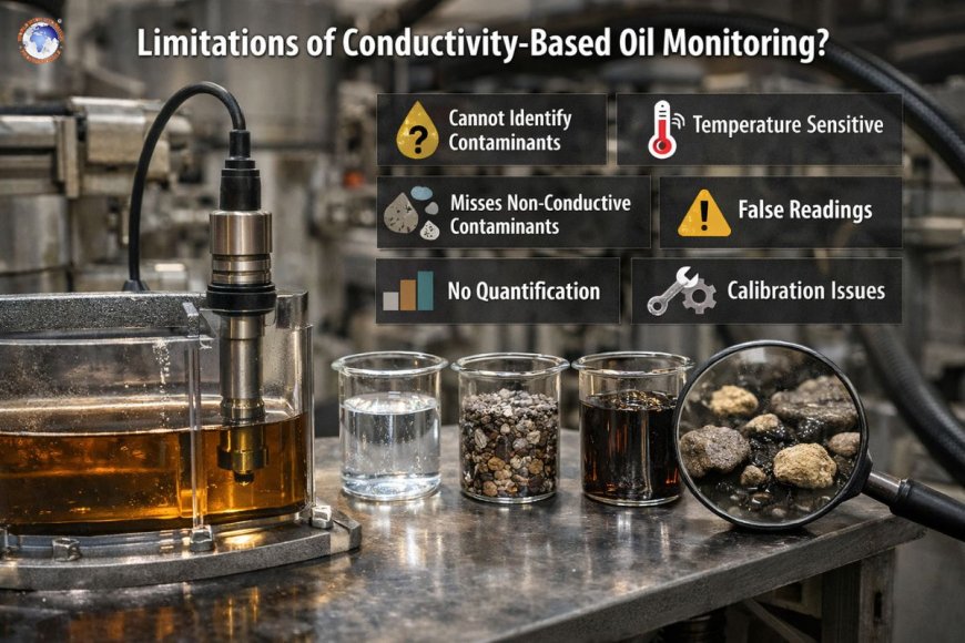What are the limitations of conductivity-based oil monitoring?