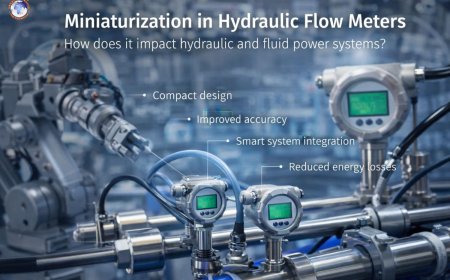How does miniaturization trends in hydraulic flow meters impact hydraulic and fluid power systems?