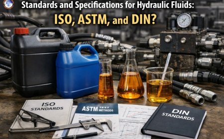 What are the standards and specifications for hydraulic fluids according to ISO, ASTM, and DIN?