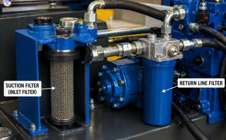 What two types of filters are used in a hydraulic system?