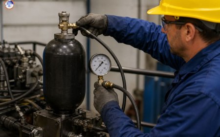 How to charge a hydraulic accumulator safely?