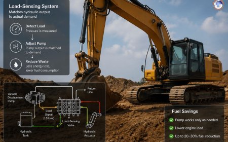 How do load-sensing valves reduce fuel consumption in mobile machinery?