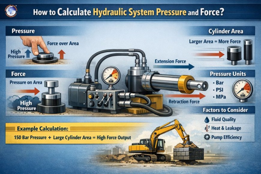How to calculate hydraulic system pressure and force?