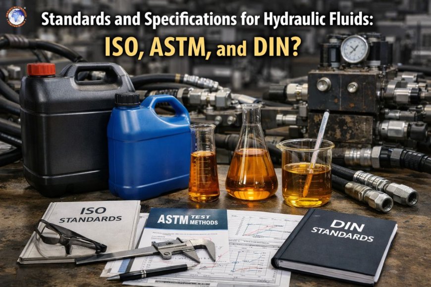 What are the standards and specifications for hydraulic fluids according to ISO, ASTM, and DIN?
