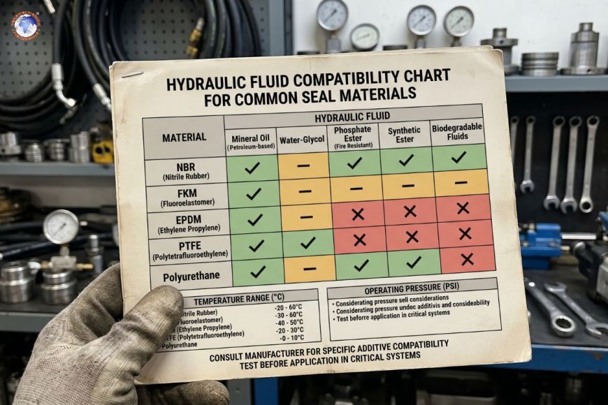 Hydraulic fluid compatibility chart for different seal materials