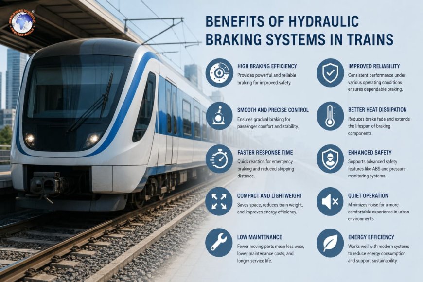 What are the benefits of hydraulic braking systems in trains?
