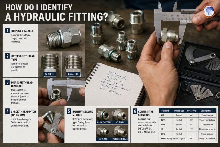 How do I identify a hydraulic fitting?