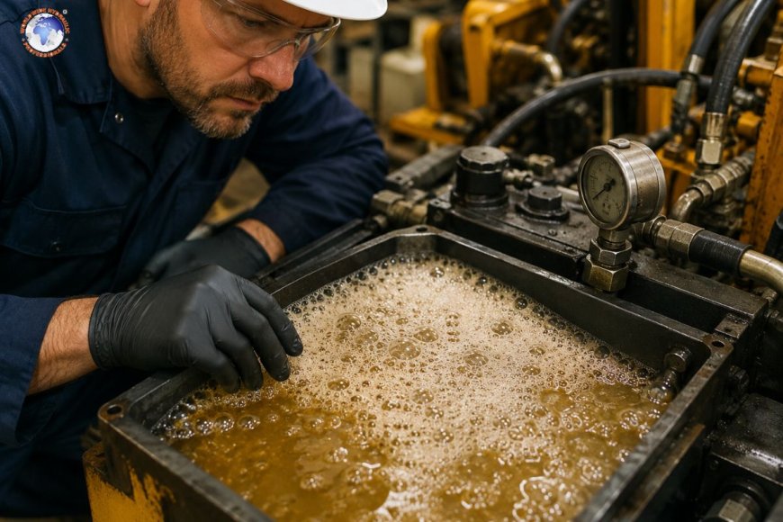 What causes hydraulic fluid foaming?