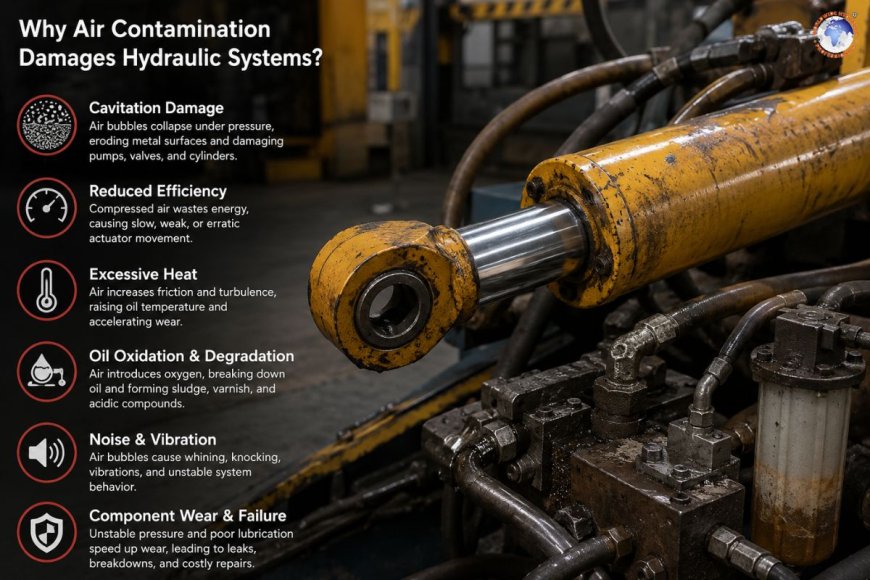 Why air contamination damages hydraulic systems?