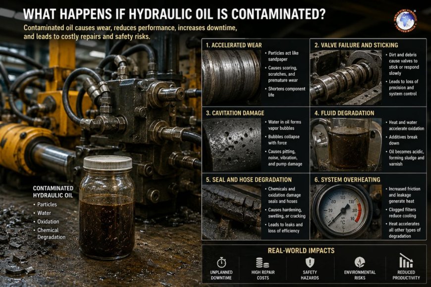 What happens if hydraulic oil is contaminated?