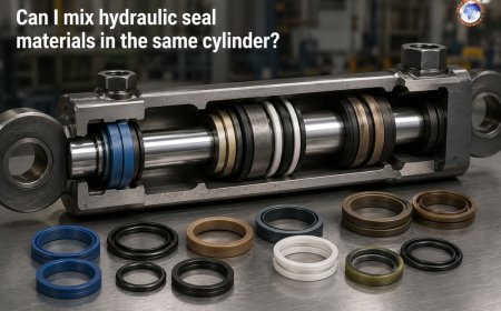 Can I mix hydraulic seal materials in the same cylinder?