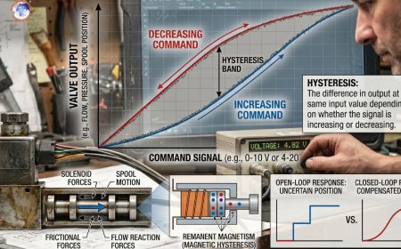 What does valve hysteresis mean in hydraulic proportional valves?