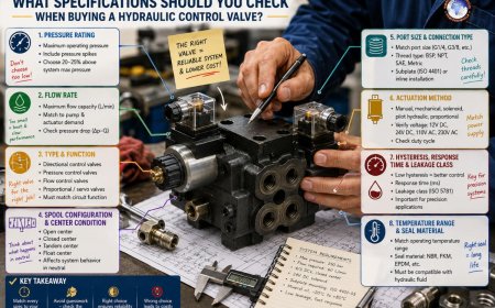 What specifications should you check when buying a hydraulic control valve?
