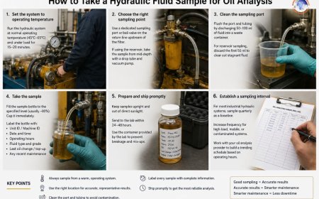 How to take a hydraulic fluid sample for oil analysis?