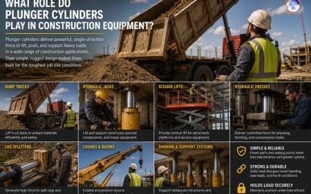 What role do plunger cylinders play in construction equipment?