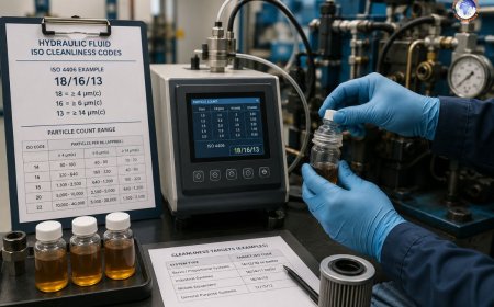 What are hydraulic fluid ISO cleanliness codes and how are they measured?