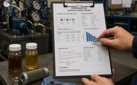How to interpret hydraulic oil particle count reports and act on them?
