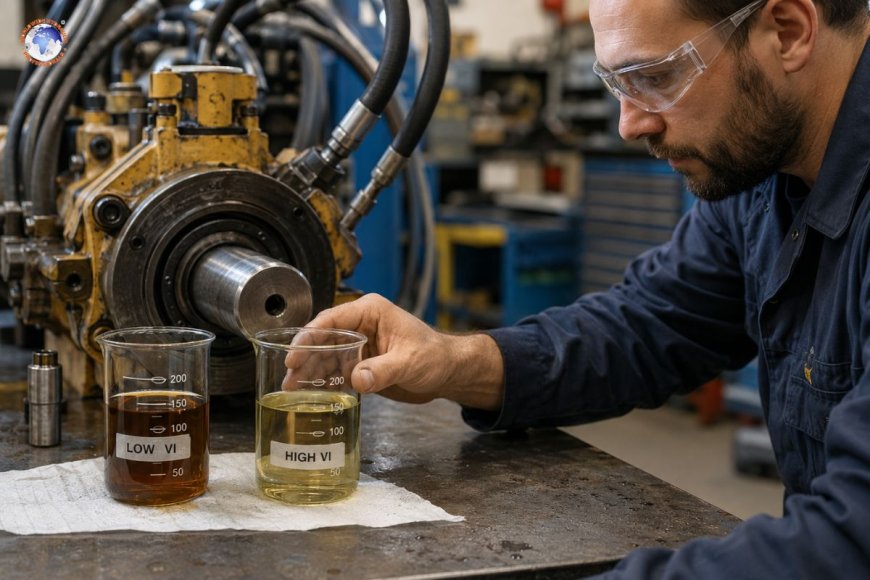 What is the role of viscosity index in hydraulic fluid performance?