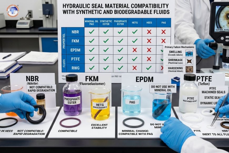 Hydraulic seal material compatibility with synthetic and biodegradable fluids