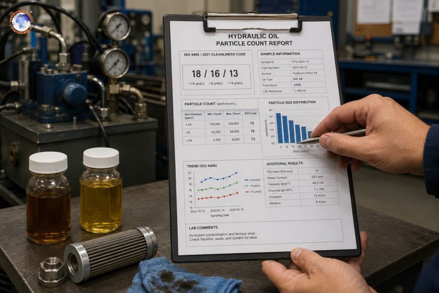 How to interpret hydraulic oil particle count reports and act on them?