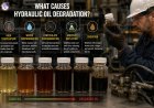 What causes hydraulic oil degradation?