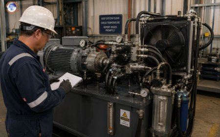 How do industrial hydraulic systems manage heat in continuous operations?