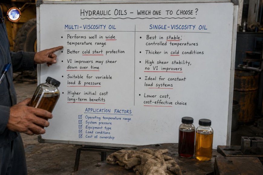 Multi-viscosity vs single-viscosity hydraulic oils: application tradeoffs