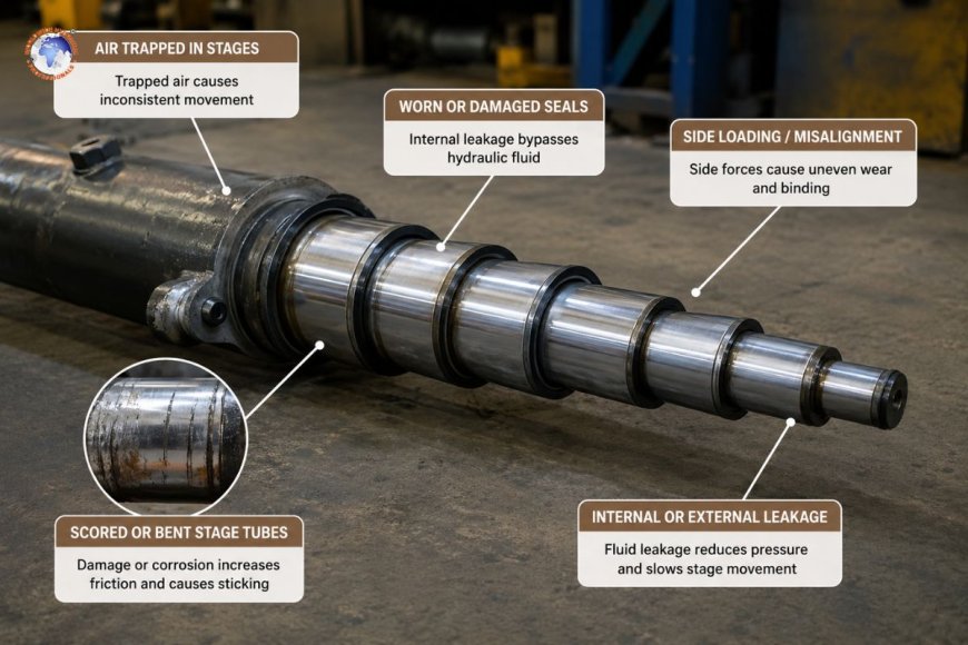 What causes uneven extension or retraction in telescopic cylinders?