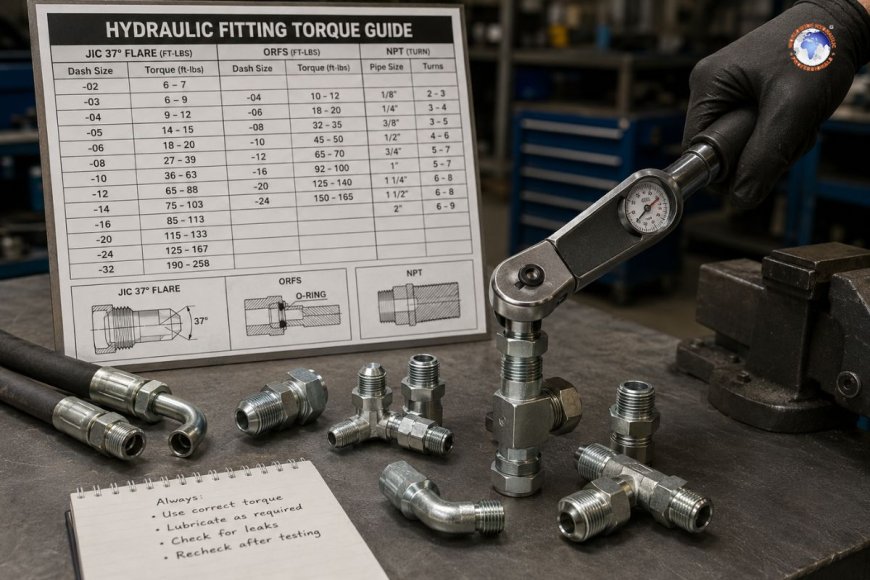 Correct torque specifications for hydraulic fittings by size and type
