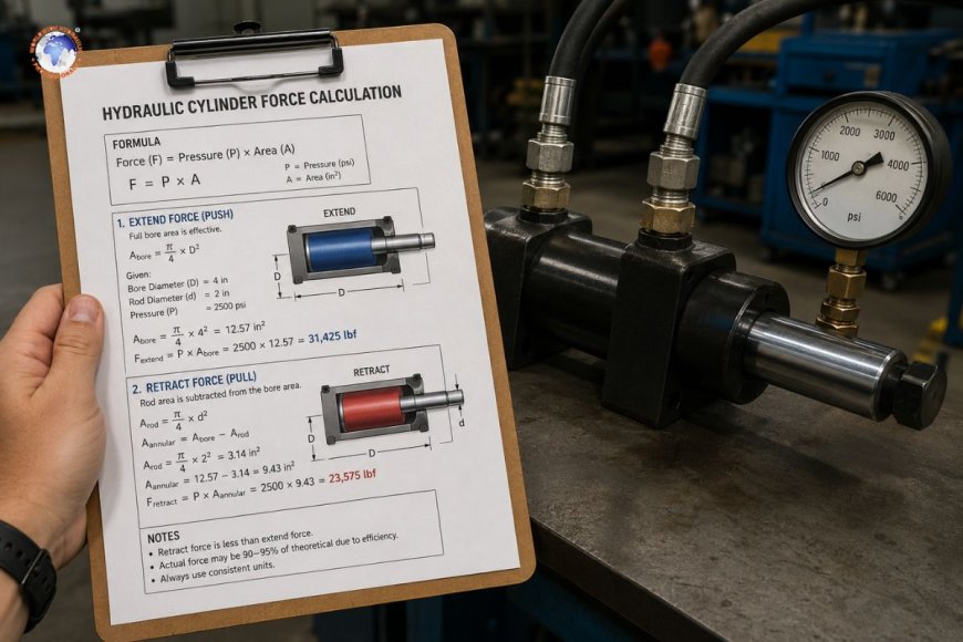 How do you calculate hydraulic cylinder force?