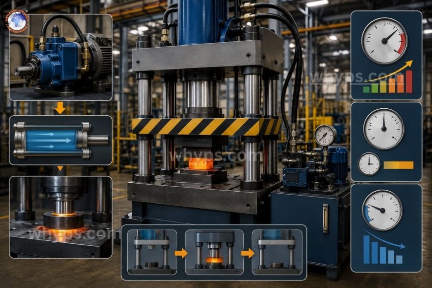 How does flow rate impact hydraulic press performance?