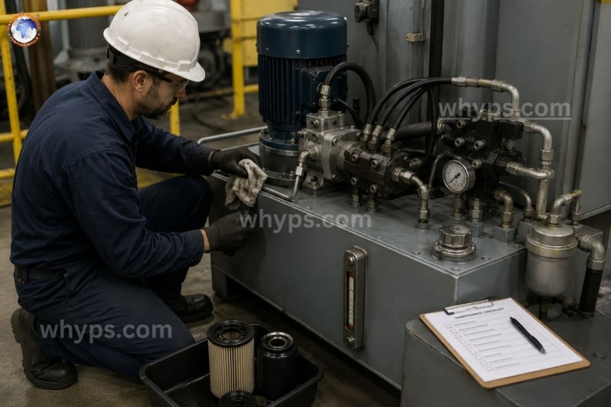 What routine maintenance is required for hydraulic power packs?