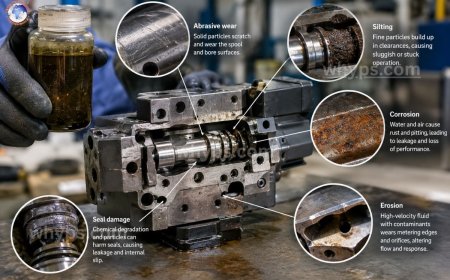 How does hydraulic oil contamination damage valves?