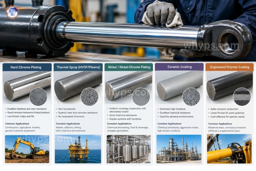 Hydraulic cylinder rod coating and plating types and applications