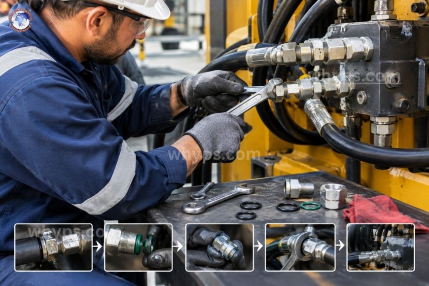 How do you stop a hydraulic fitting from leaking?