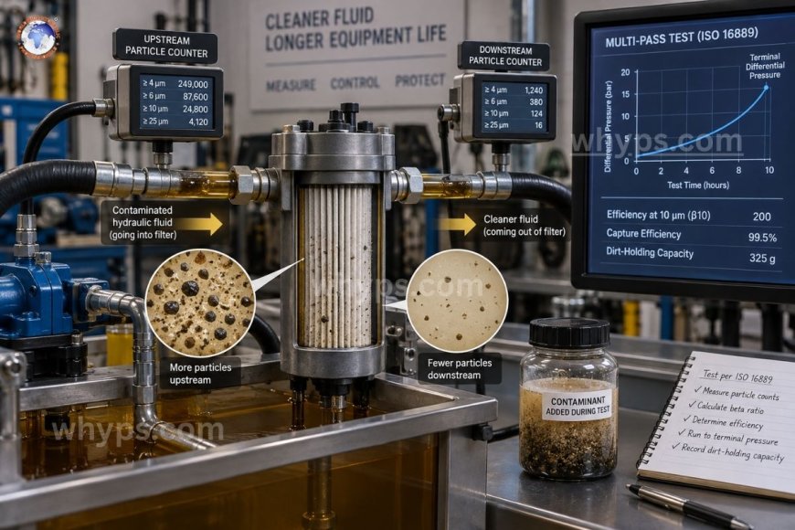 What is hydraulic filter efficiency and how is It measured?