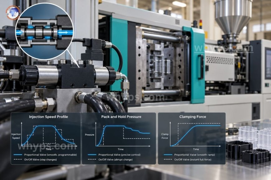 How do proportional valves improve precision in injection molding machines?