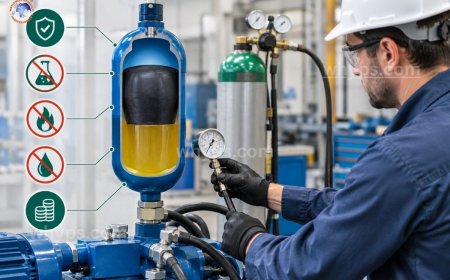 Why is nitrogen used in hydraulic accumulators?
