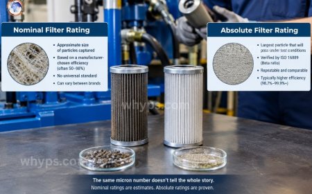 What is the difference between absolute and nominal hydraulic filter ratings?