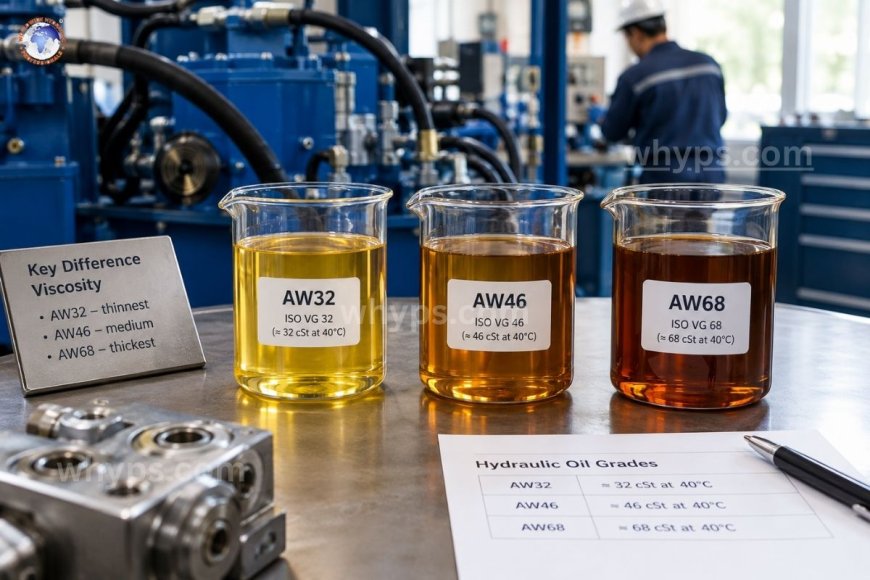 What is the difference between AW32, AW46, and AW68 hydraulic oil?