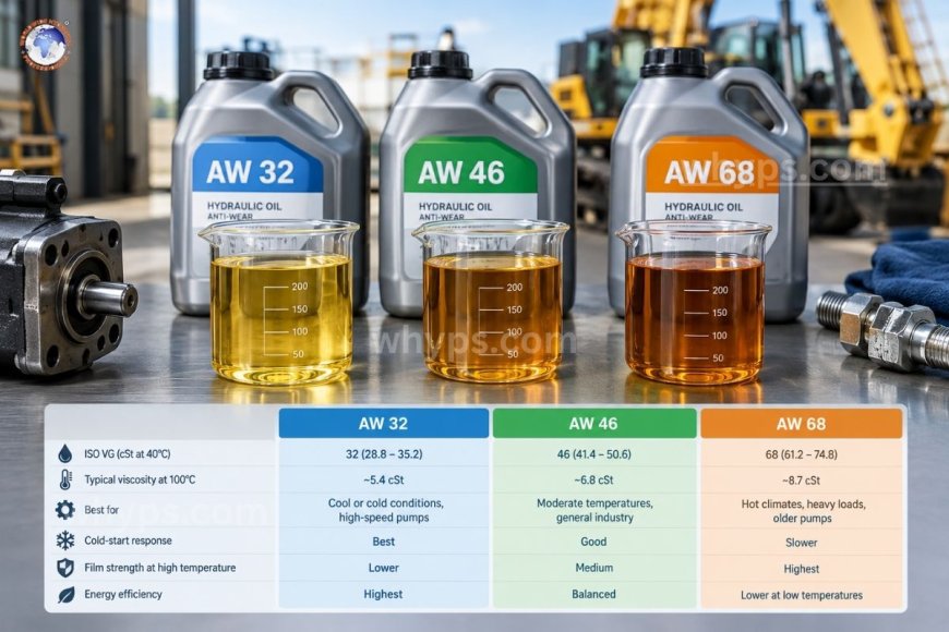 Premium AW 32, AW 46, and AW 68 hydraulic oils: product comparison
