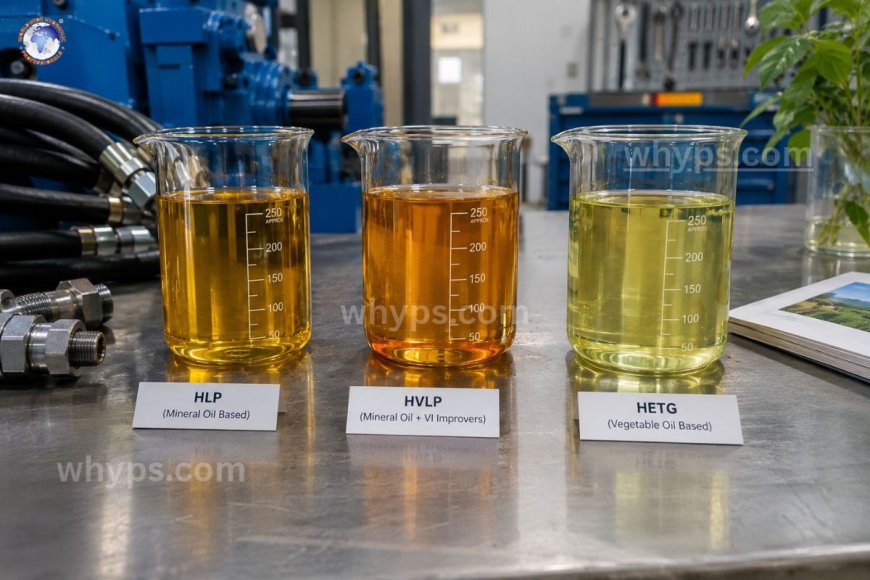 What are the differences between HLP, HVLP, and HETG hydraulic fluids?